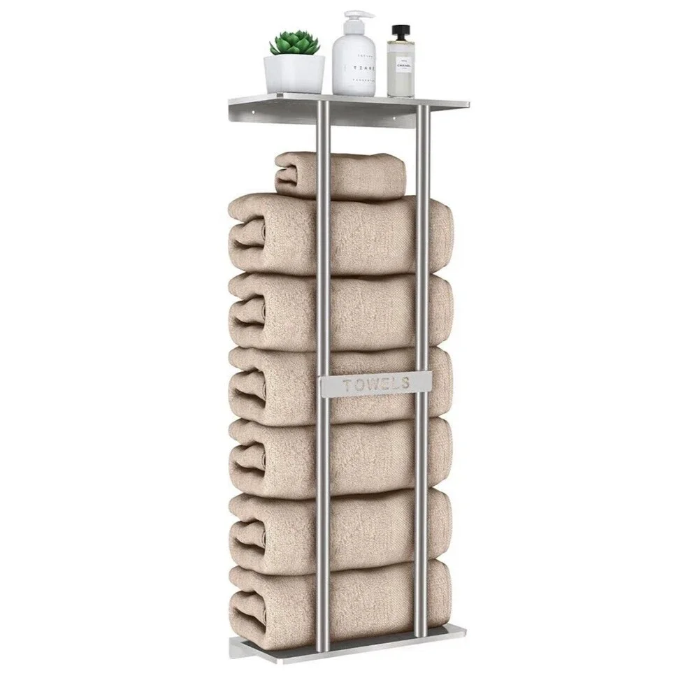 Bathroom Rolled Towel Rack Storage Wall Mounted 30 inch Space Saving Storage NEW